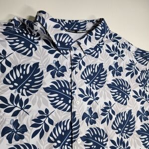 Men’s 4XL Arctic Cool Performance Shirt Blue Floral Button-Up Golf Top
